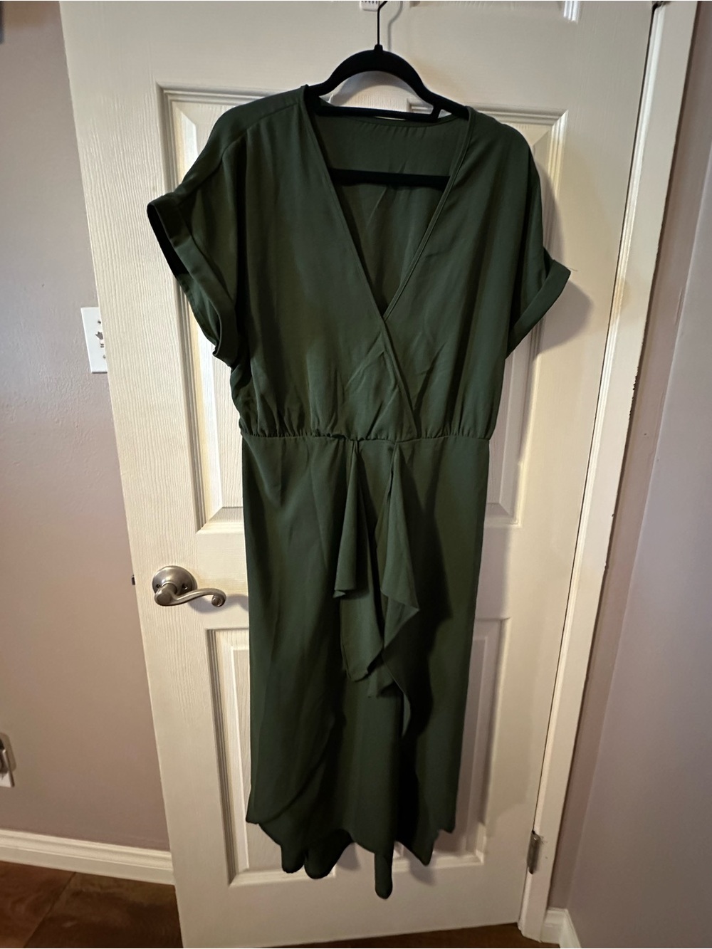 Cupshe Olive Green V-Neck High-Low Wrap Dress